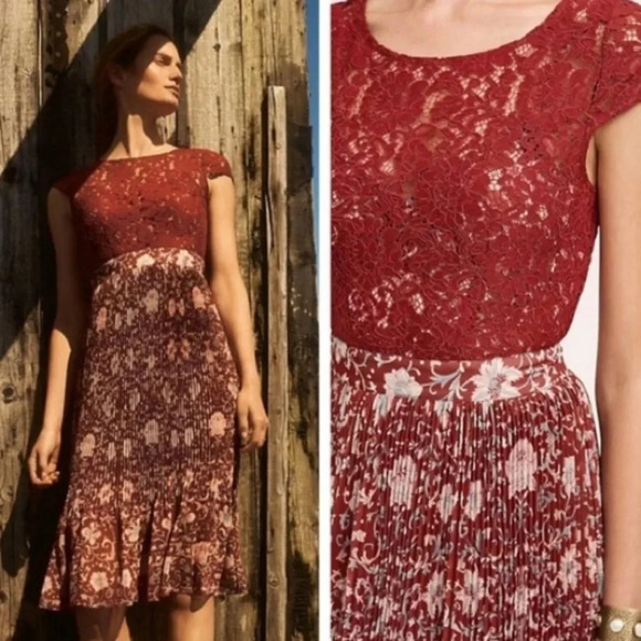 Anthropologie Plenty by Tracy Reese Red Lace Arcadia Midi Dress Size 6 - Picture 1 of 11